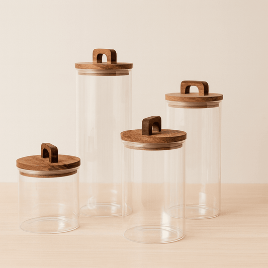 Madangle Serisi 4 Boy Akasya kapak Cam Kavanoz Seti, Oda Kokusu Hediyeli (SÜPER KAMPANYA)