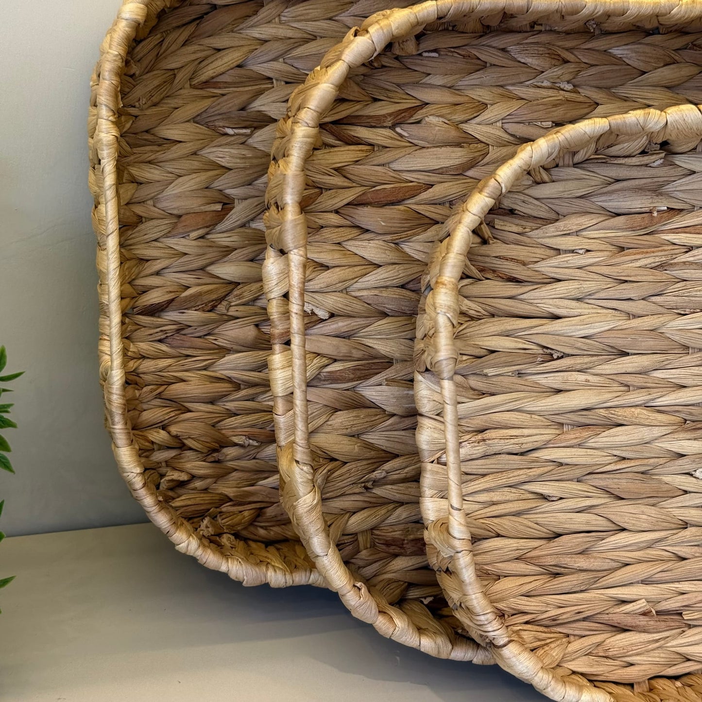 ZBERN Kalın Hasır 3 Boy Dikdörtgen Tepsi Seti