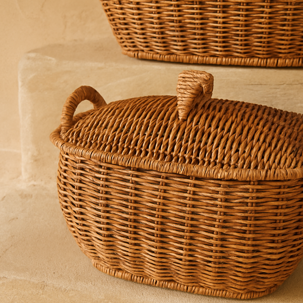 Buenos 2 Boy Rattan Patates soğan Sepet Seti B: 10 Lt, K: 5 Lt.