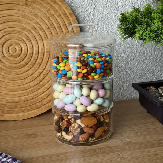 Tutku 3 Katlı Cam Drajelik - İçi Dolu Görsel