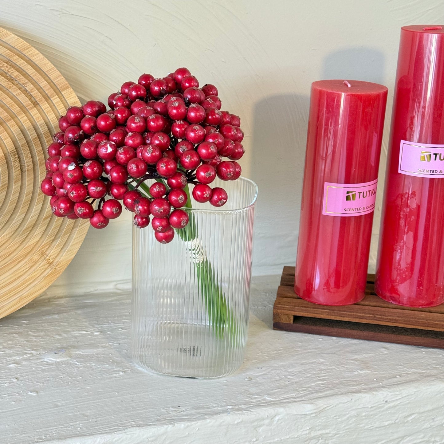 Kokina Yapay Yılbaşı Çiçeği Buket Kırmızı 25 cm