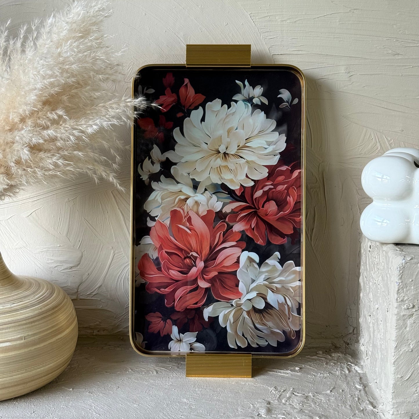 Arow  Gold Desenli Cam Tepsi KOD:1204