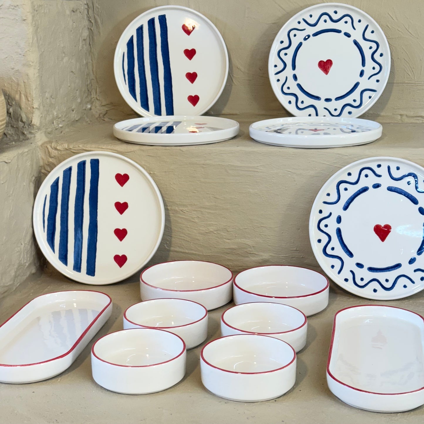 Tutku Blue Heart 14 Parça Kahvaltı Takımı Seti 6 Kişilik