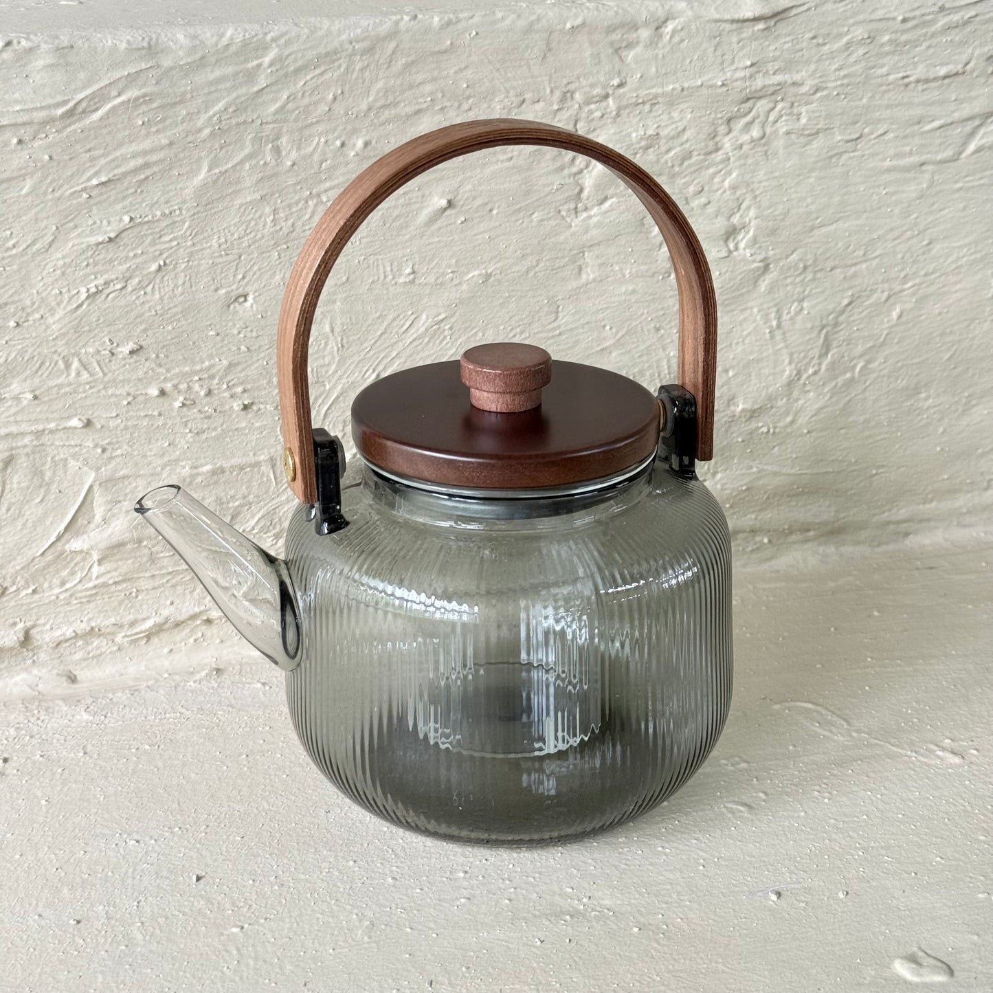 Buenos Borosilikat Cam Çizgili Model Akasya Ağacı Kapaklı Demlik KOD:16992-5