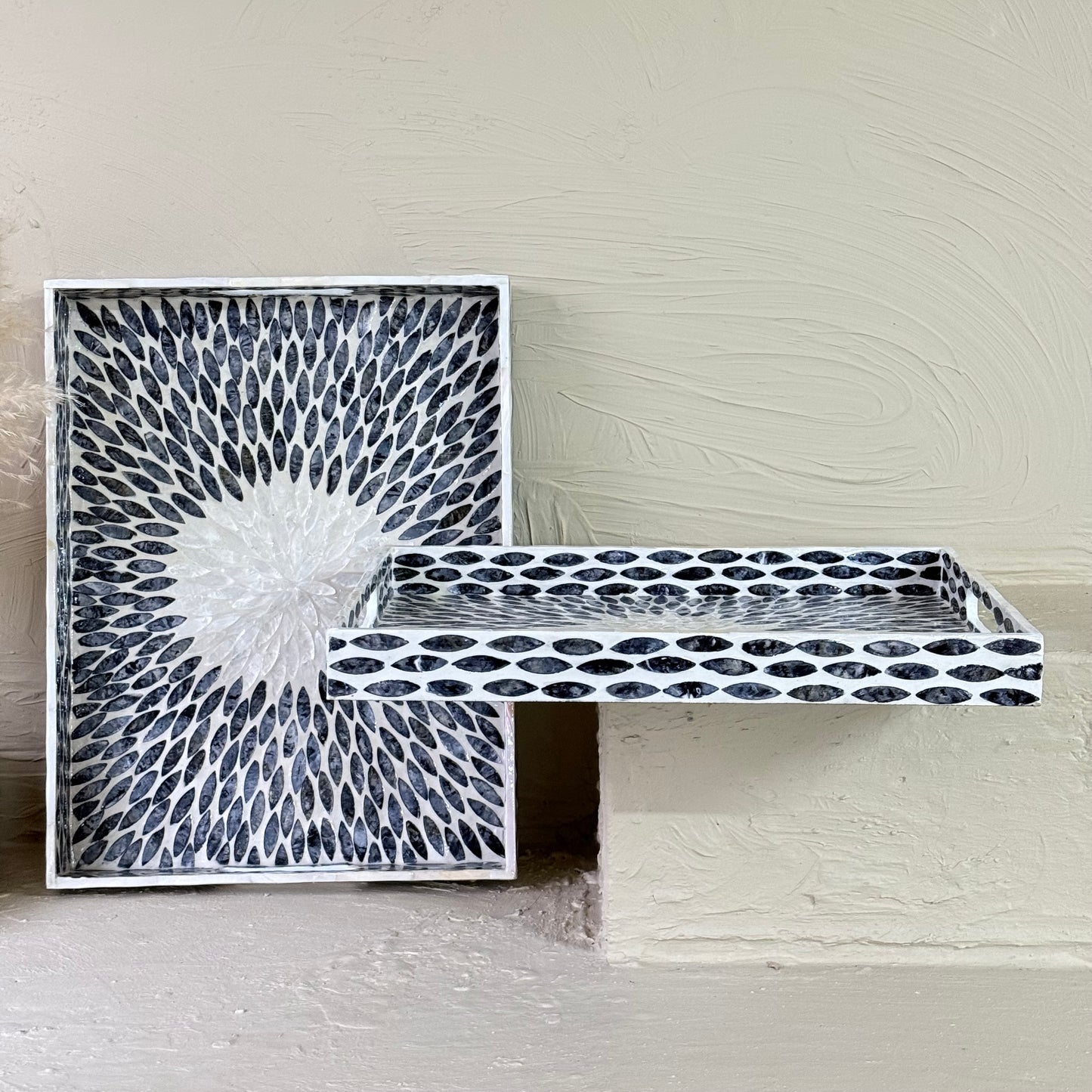 SVR Sedef 2 Boy Dikdörtgen Tepsi Seti KOD:61839 Siyah