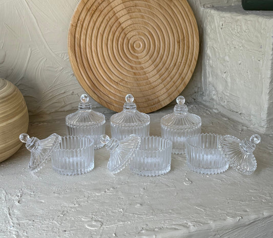 Lalezar Cam Kapaklı 6 Adet Mini Lokumluk Sosluk Seti