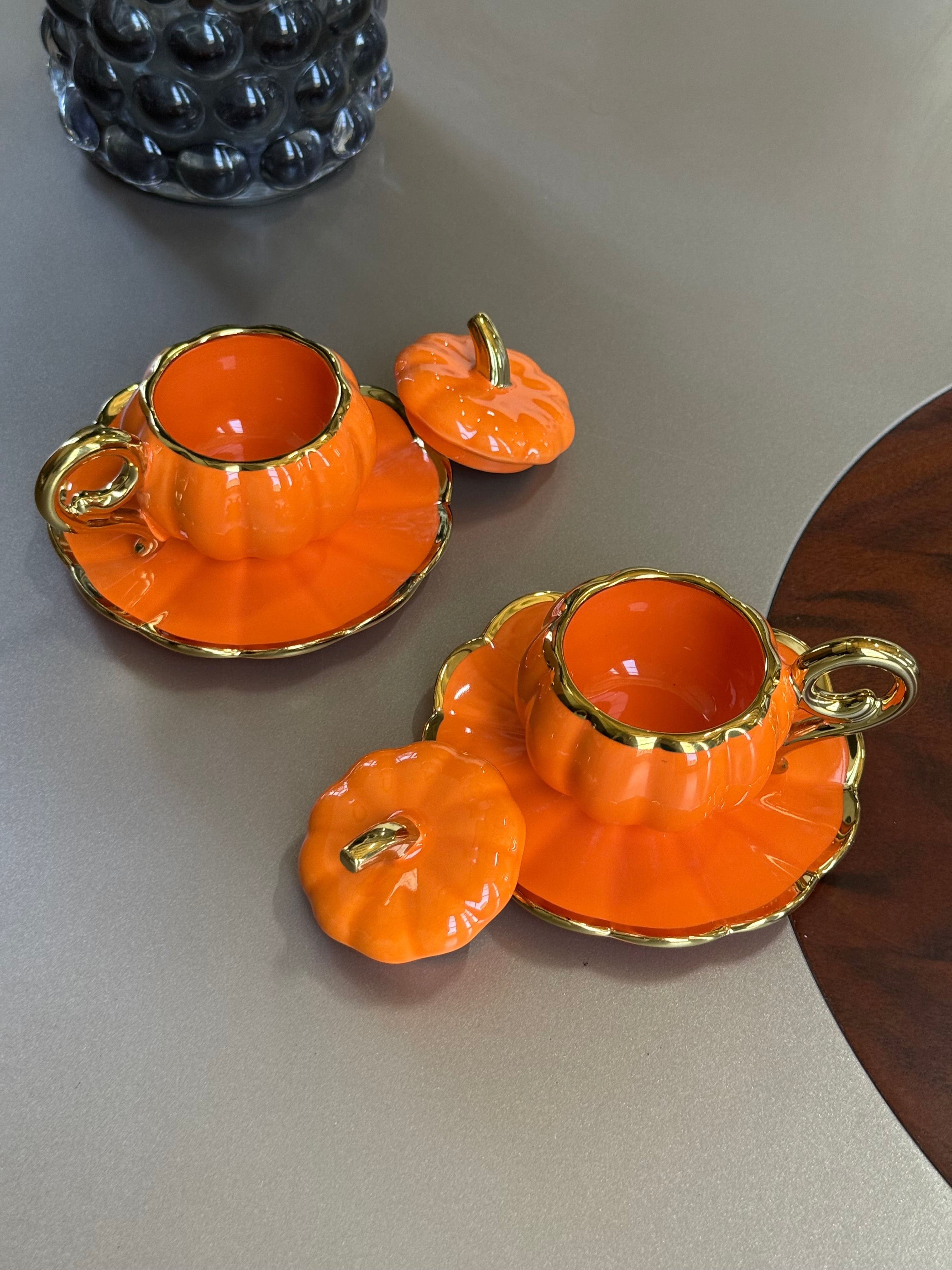 Pumpkin İkili Kahve Fincan Seti Turuncu KOD:11522