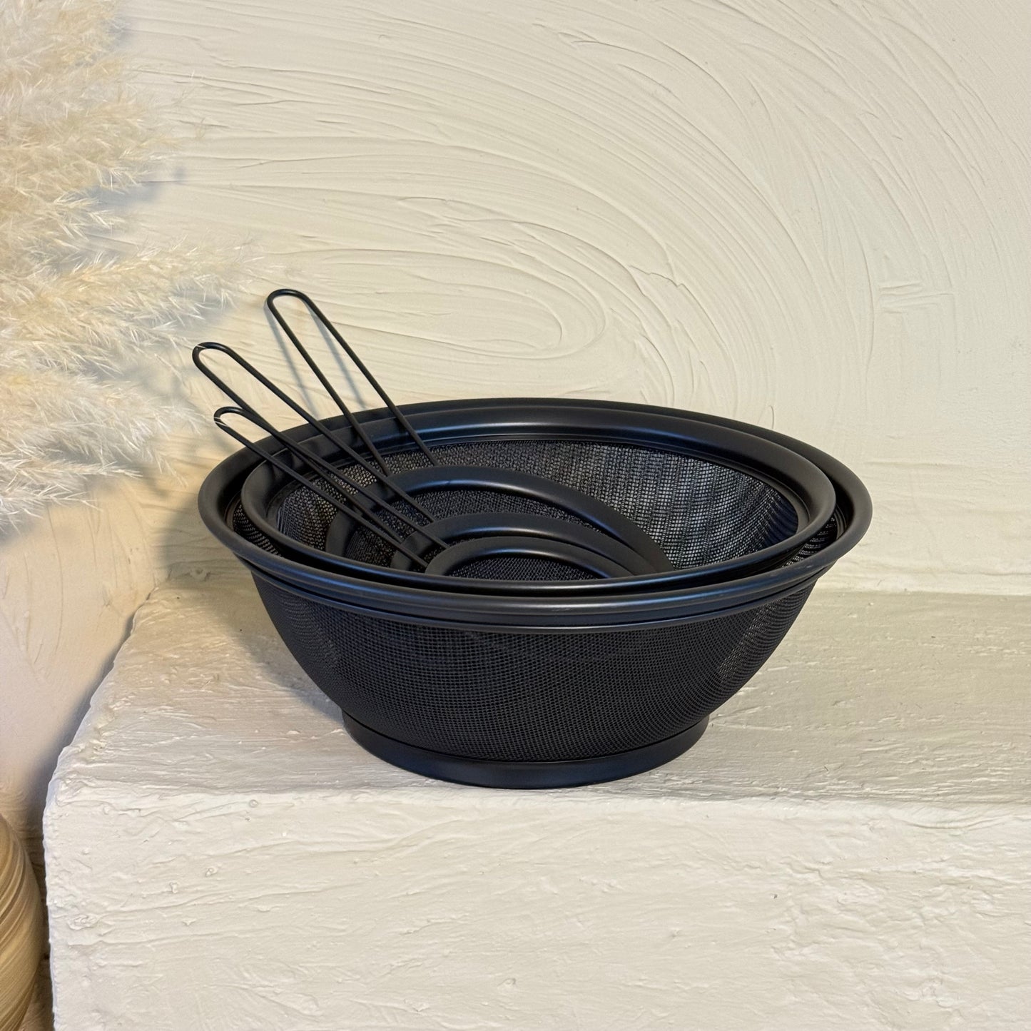 İKAE Jysk 304 Çelik Mat Siyah Süzgeç Seti 5 Parça, Yüksek Kalite