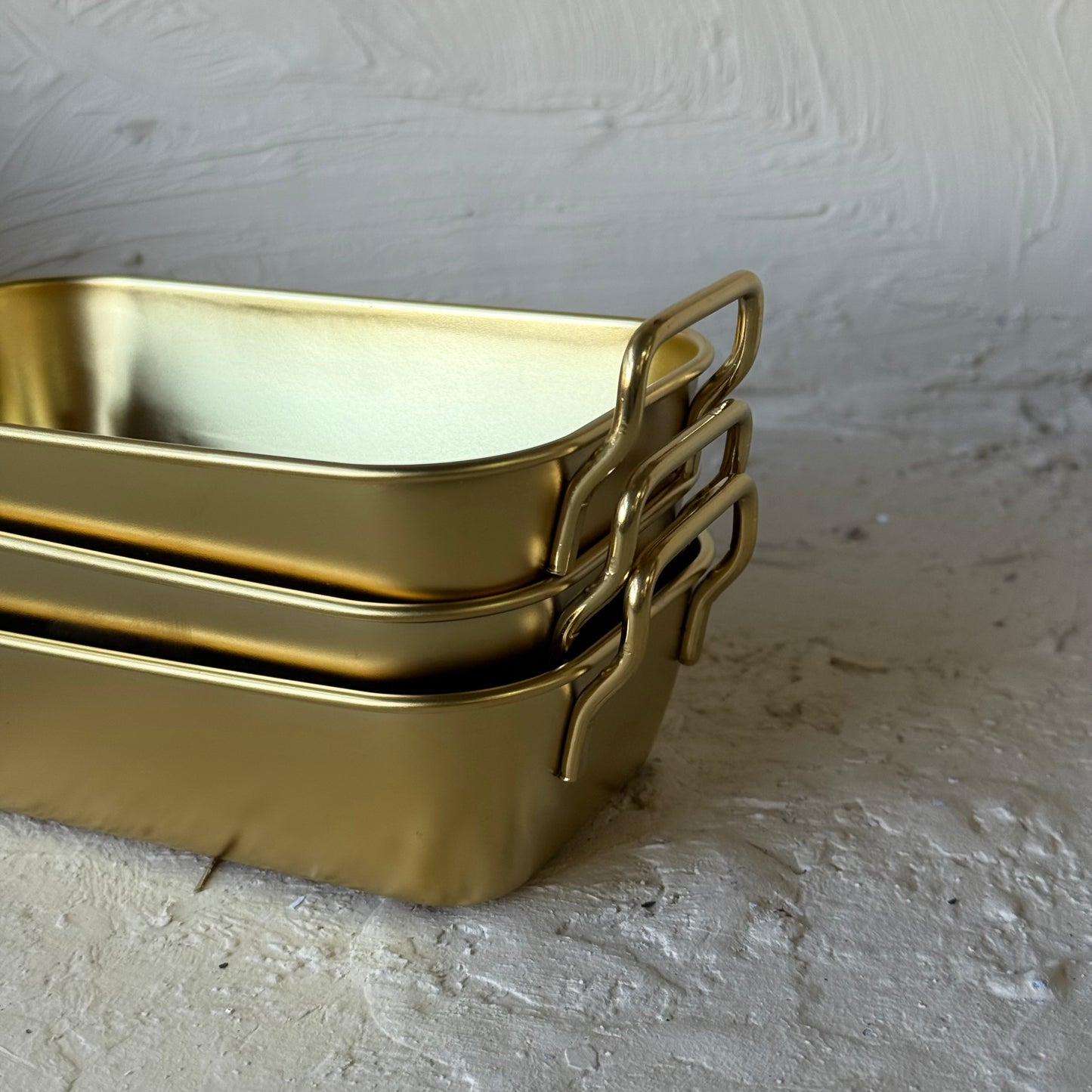 Vadi Metal Dikdörtgen Tutmalı Gold Kase Seti 3 Adet KOD:8803