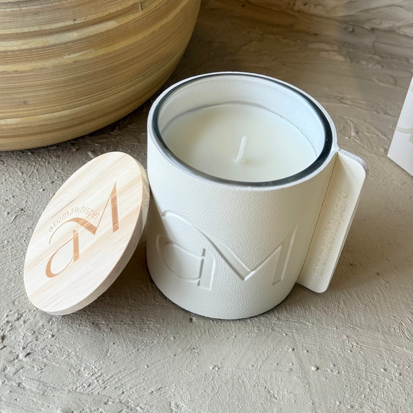 Candle Cam Bardak Deri Detaylı Mum Bergamot Kokulu KOD:1517