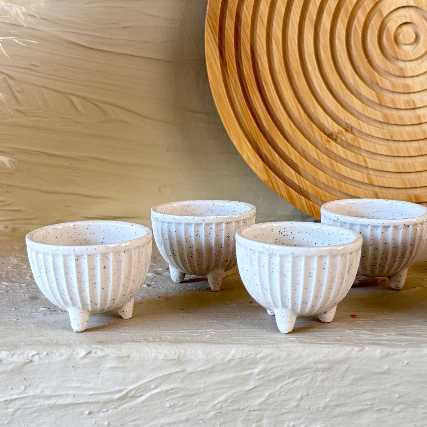 Porline Ayaklı Porselen Lokumluk Sosluk Seti 6 Kişilik Krem