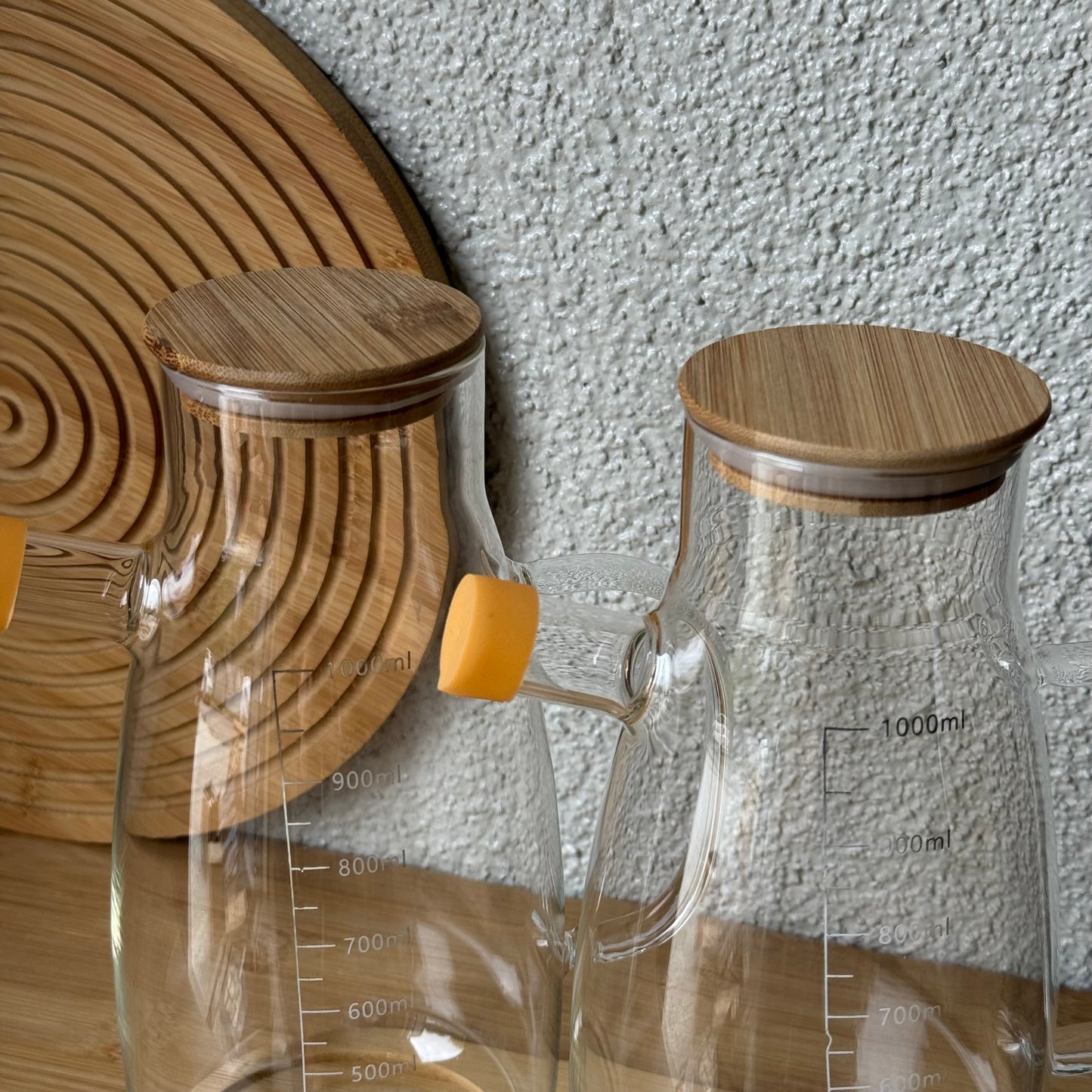 Sahana Bambu Standlı Borosilikat İkili Yağdanlık Seti 1 Litre