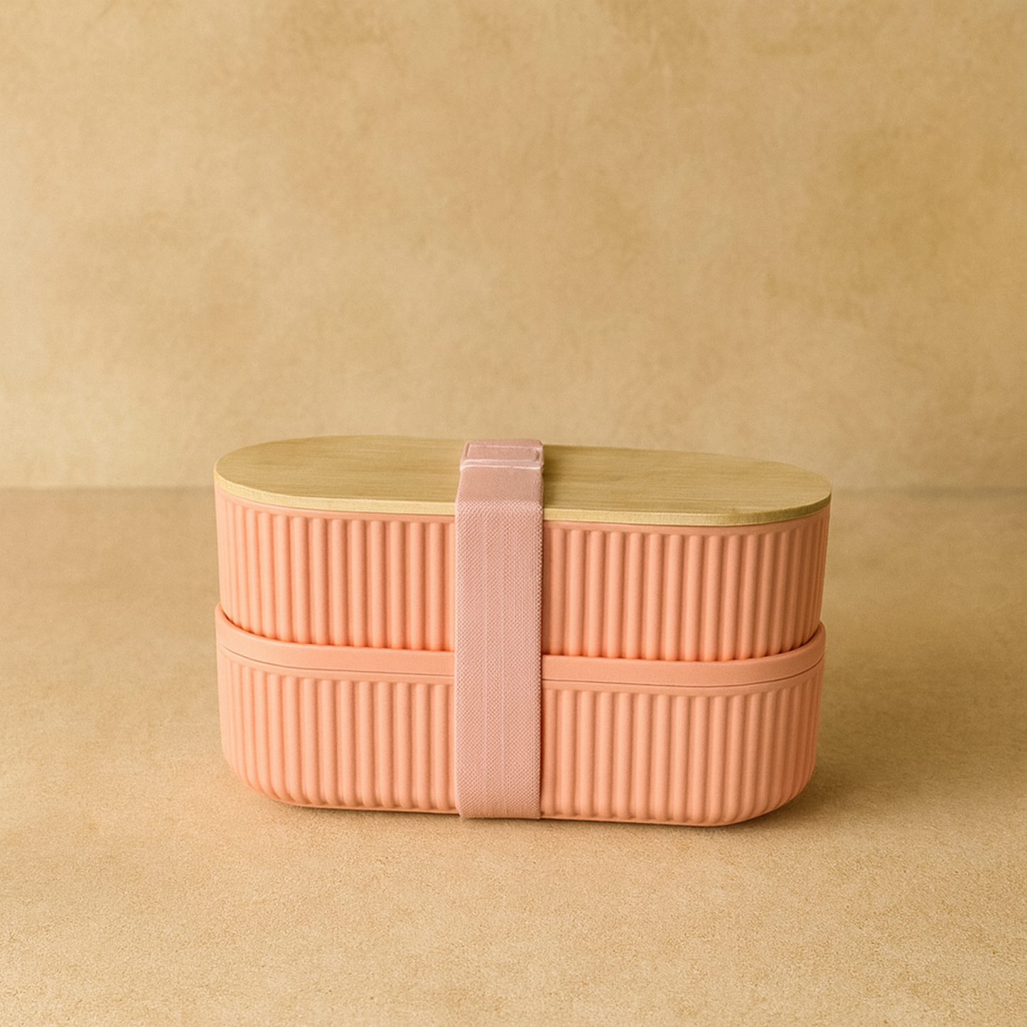 Brillant Bambu Kapaklı Oval Saklama veya Beslenme Kabı Koral