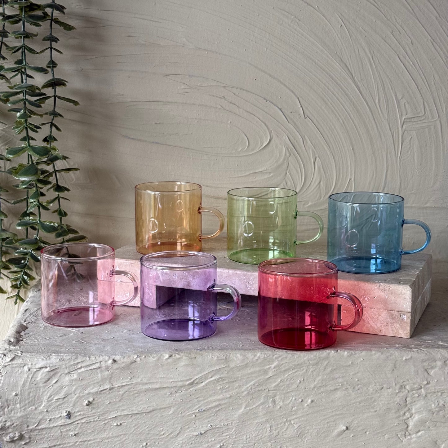 Tully Renkli Borosilikat Cam Espresso Kupa Seti 140 ml KOD:129