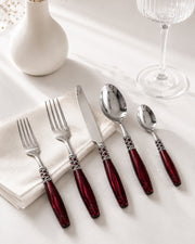 Çatal Bıçak Kaşık Takımı Red Grey 30 Parça Tr-7022