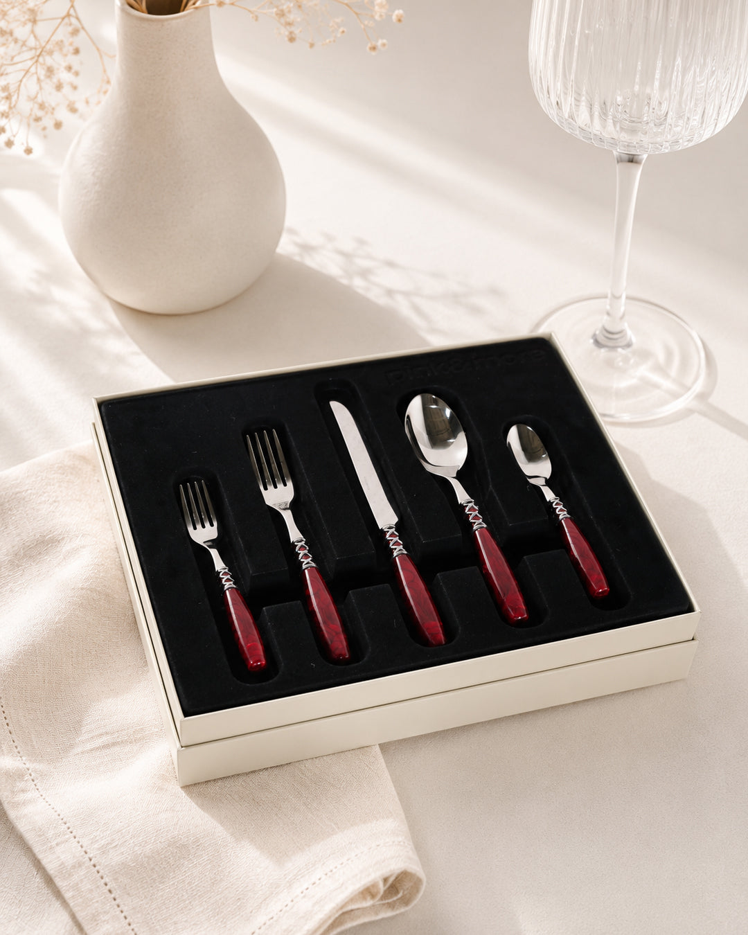 Çatal Bıçak Kaşık Takımı Red Grey 30 Parça Tr-7022