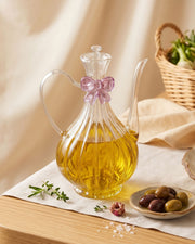 Mor Fiyonklu Kabartma Çizgili Cam Yağlık 750 ml