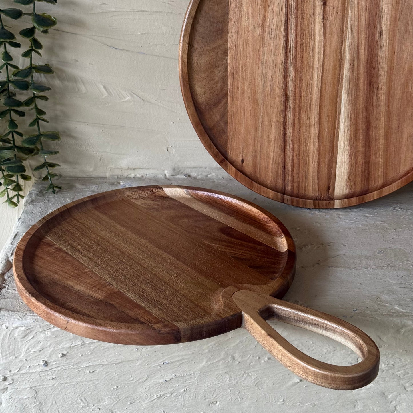 Milanny Akasya Ağacı Tutmalı Yuvarlak Sunumluk İki Boy 28 cm, 24 cm KOD:147-146