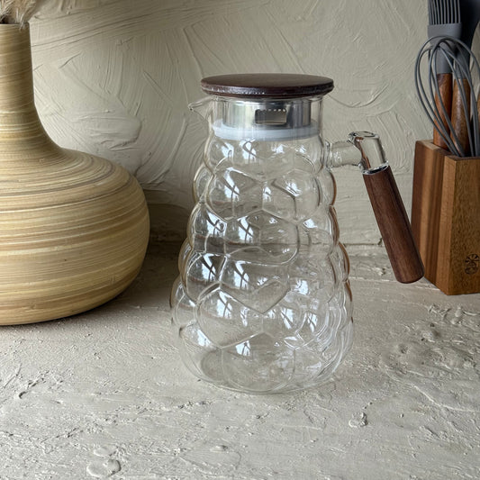 Arow Berry Borosilikat Cam Sürahi Akasya Kapaklı 1800 ml KOD:6505