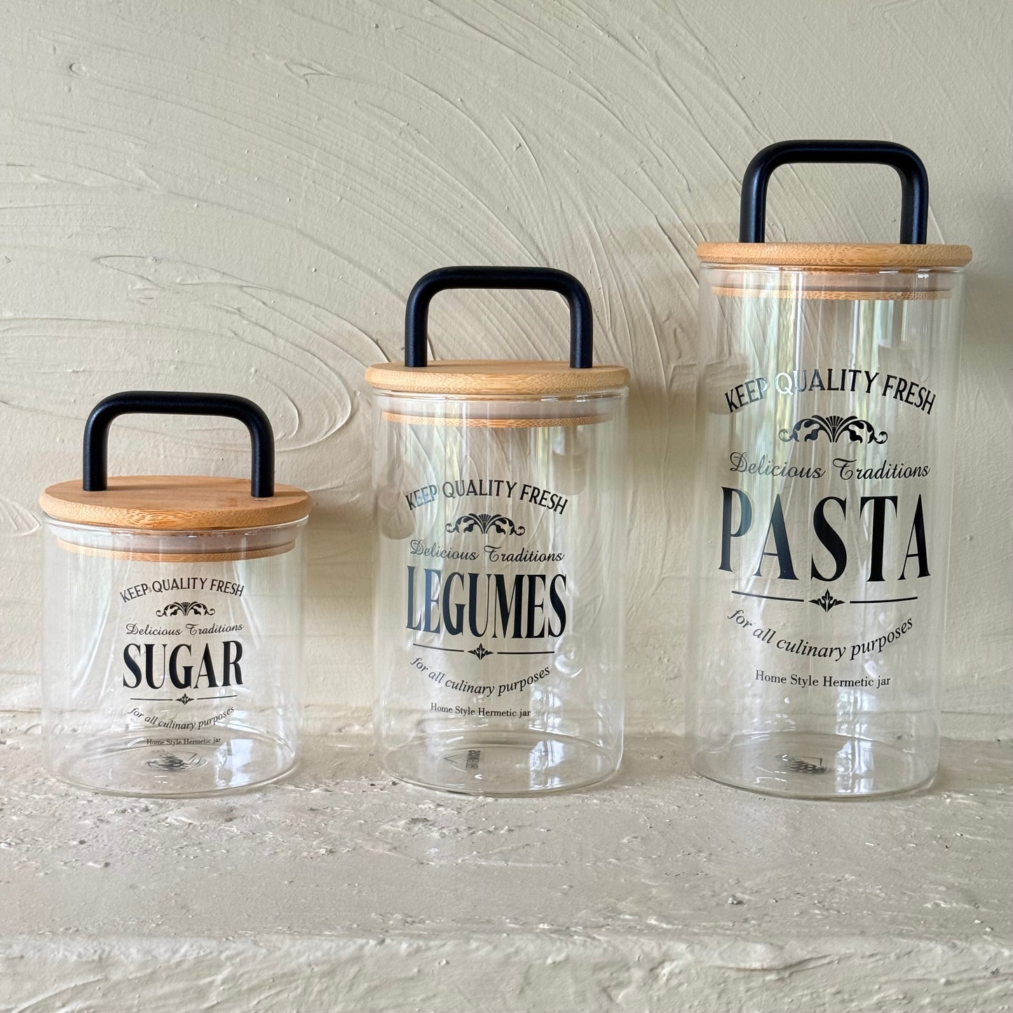 Buenos Bambu Kapaklı 3 Boy Erzak Kabı Seti