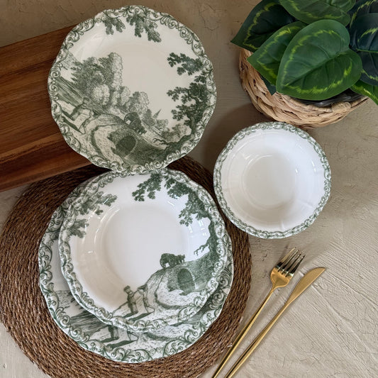 Porser Porselen 24 Parça Yemek Takımı 6 Kişilik Yeşil KOD:ARVENNA-30402-3