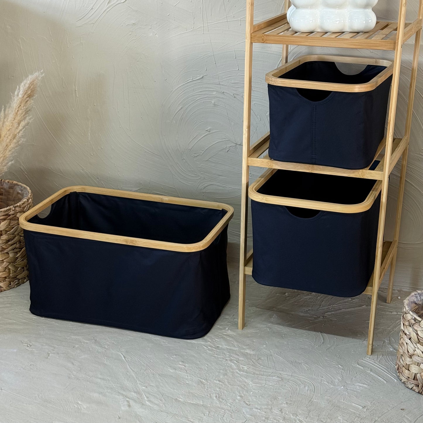 Lalezar Bambu Tutmalı 3 Boy Organizer Seti Siyah KOD:8017-16-15