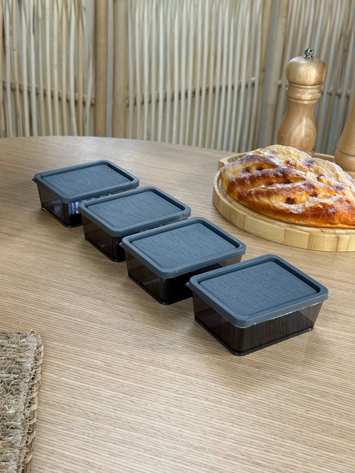 Bonbon 4 Parça Saklama Kabı Set Gri