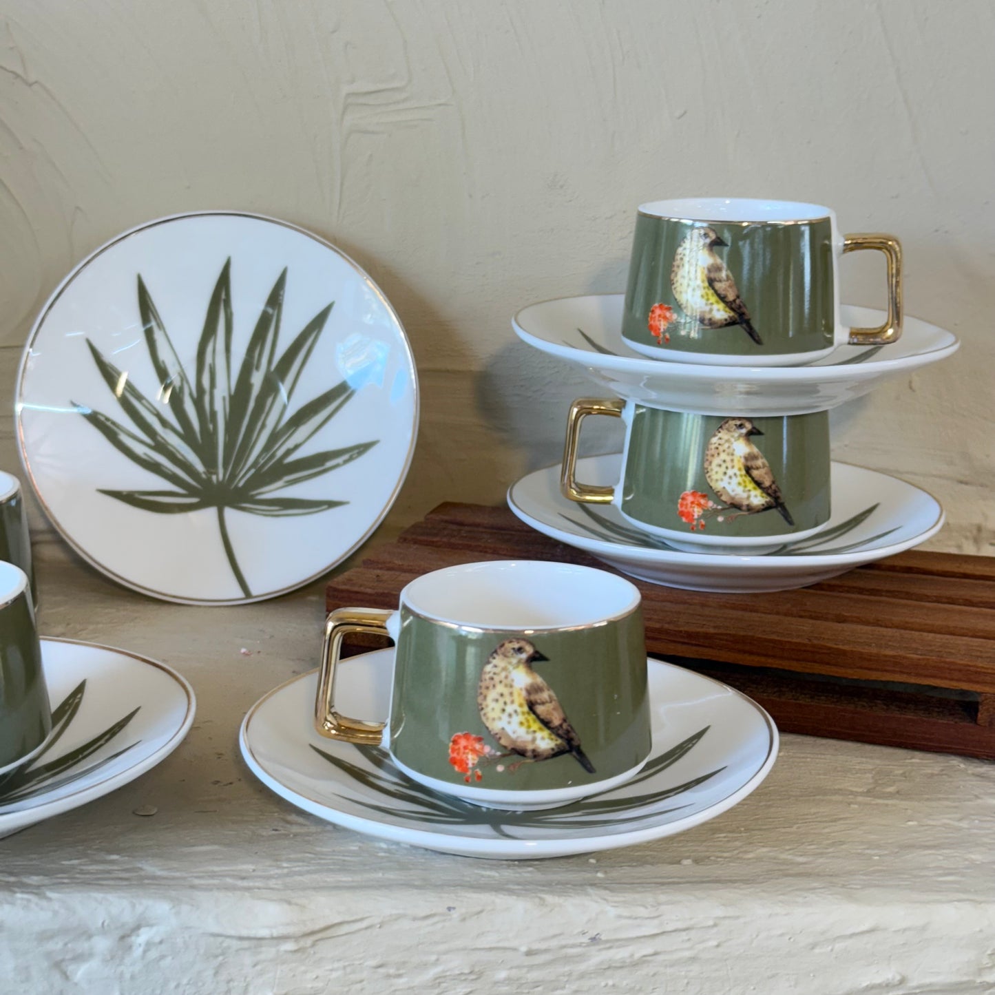 Arow Porselen Kahve Fincan Takımı 6 Kişilik Haki