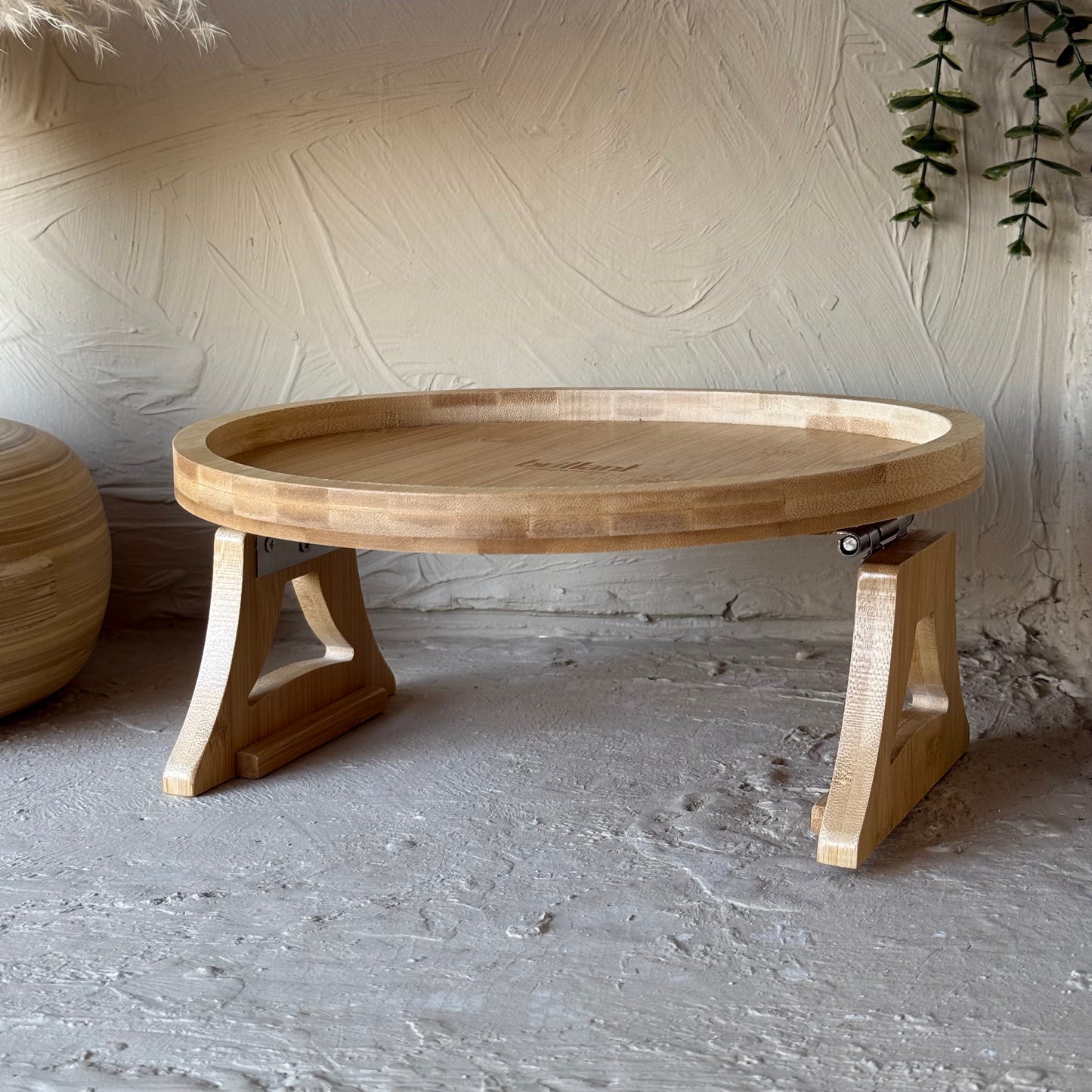 Diamond Bambu Yuvarlak Koltuk Kenarı Tepsi 30x30 cm KOD:6593