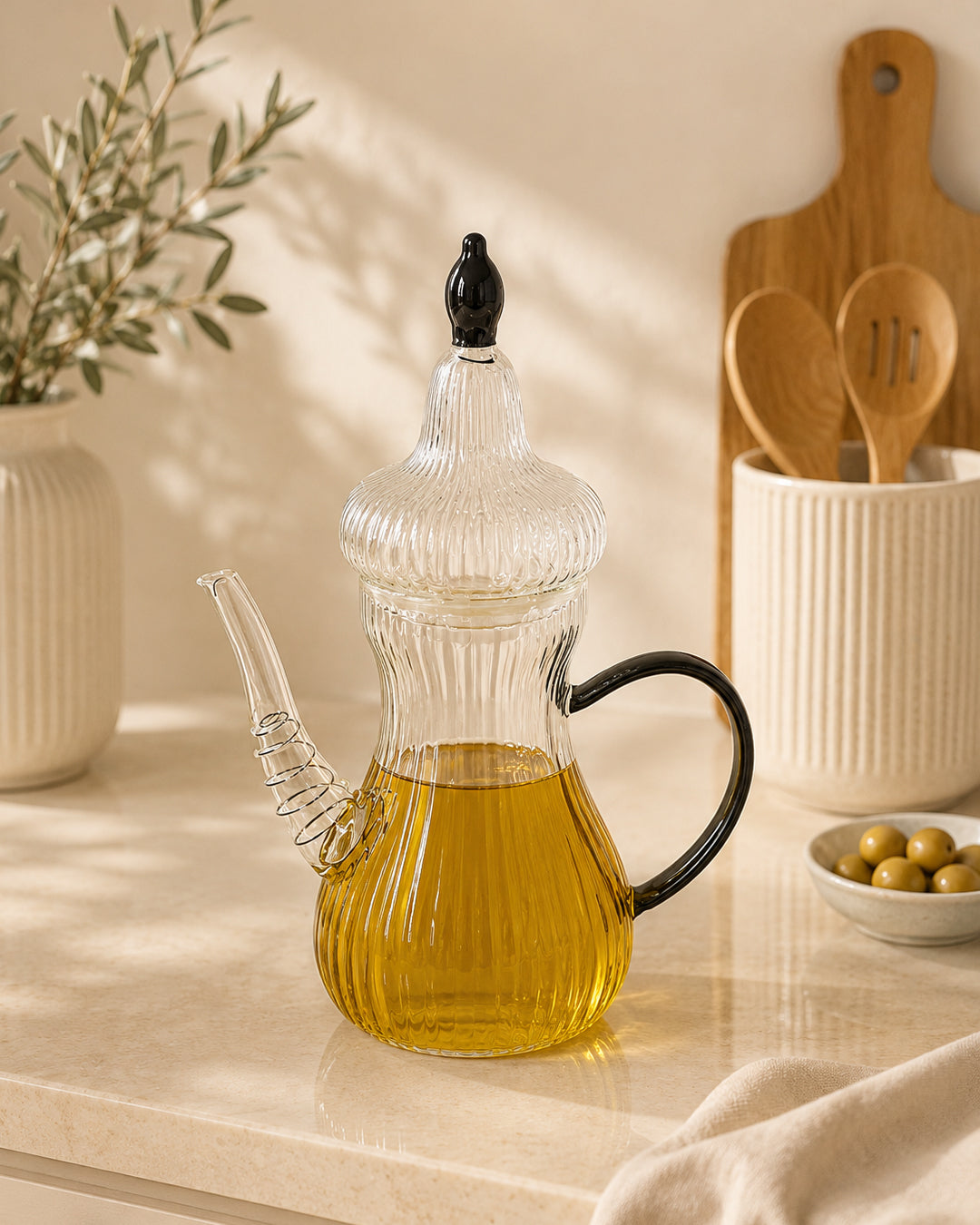 Bue 750 ml Dekoratif Cam Yağdanlık