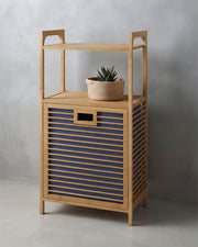 Eva Medusa Bambu Kirli Çamaşır Sepeti 2 Katlı Raf Banyo Dolabı 95x40x30 cm