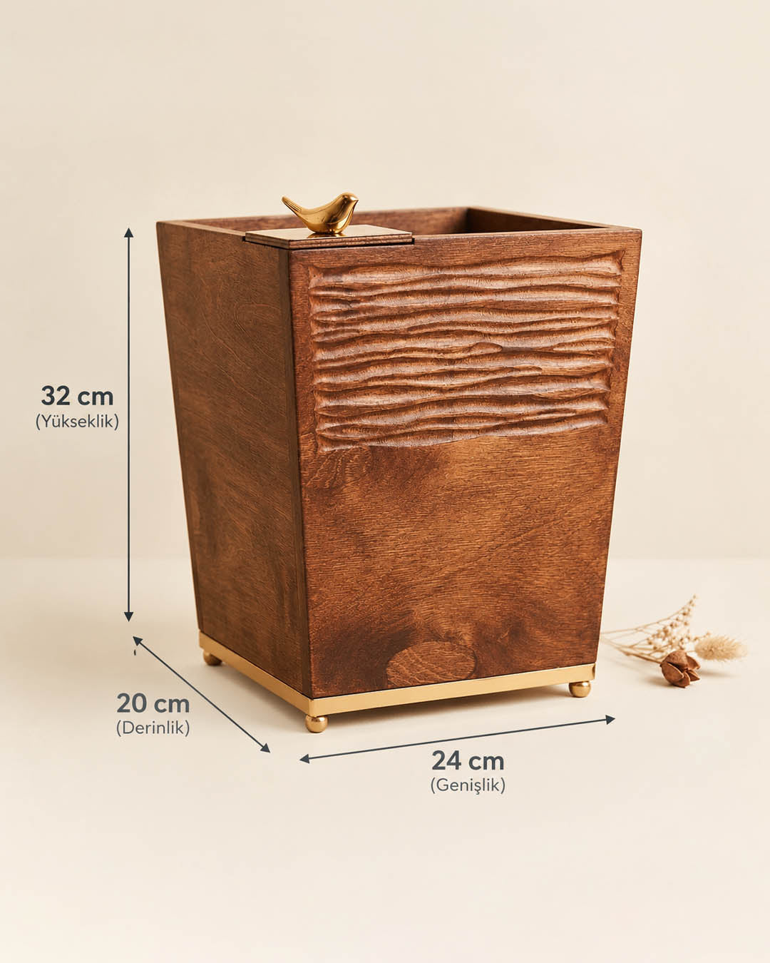 Luxury Ahşap Gazetelik – Gold Detaylı Premium Dekoratif Dergilik 111-1 - görsel 4