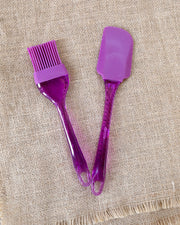 Slikon Spatula ve Fırça 2'li Set 662 Mor