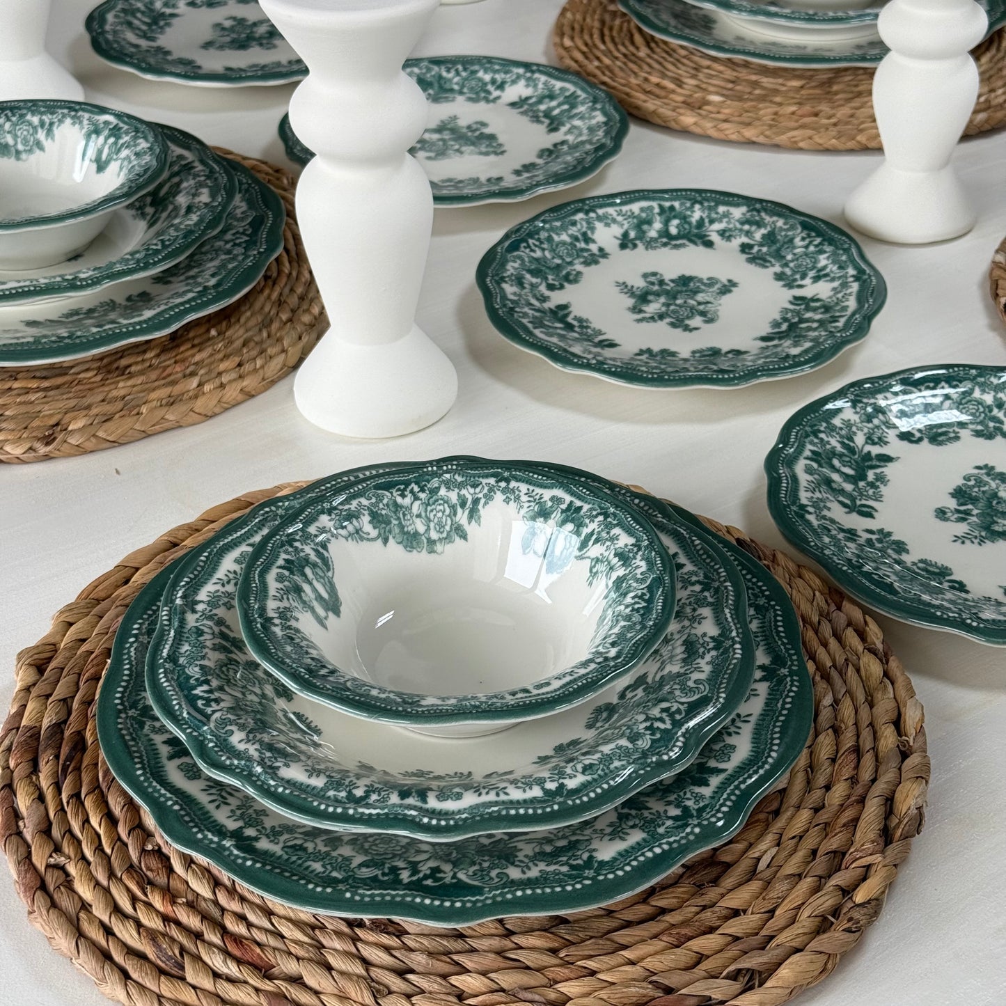 Porser Porselen 24 Parça Yemek Takımı 6 Kişilik KOD:VelourGreen-30329