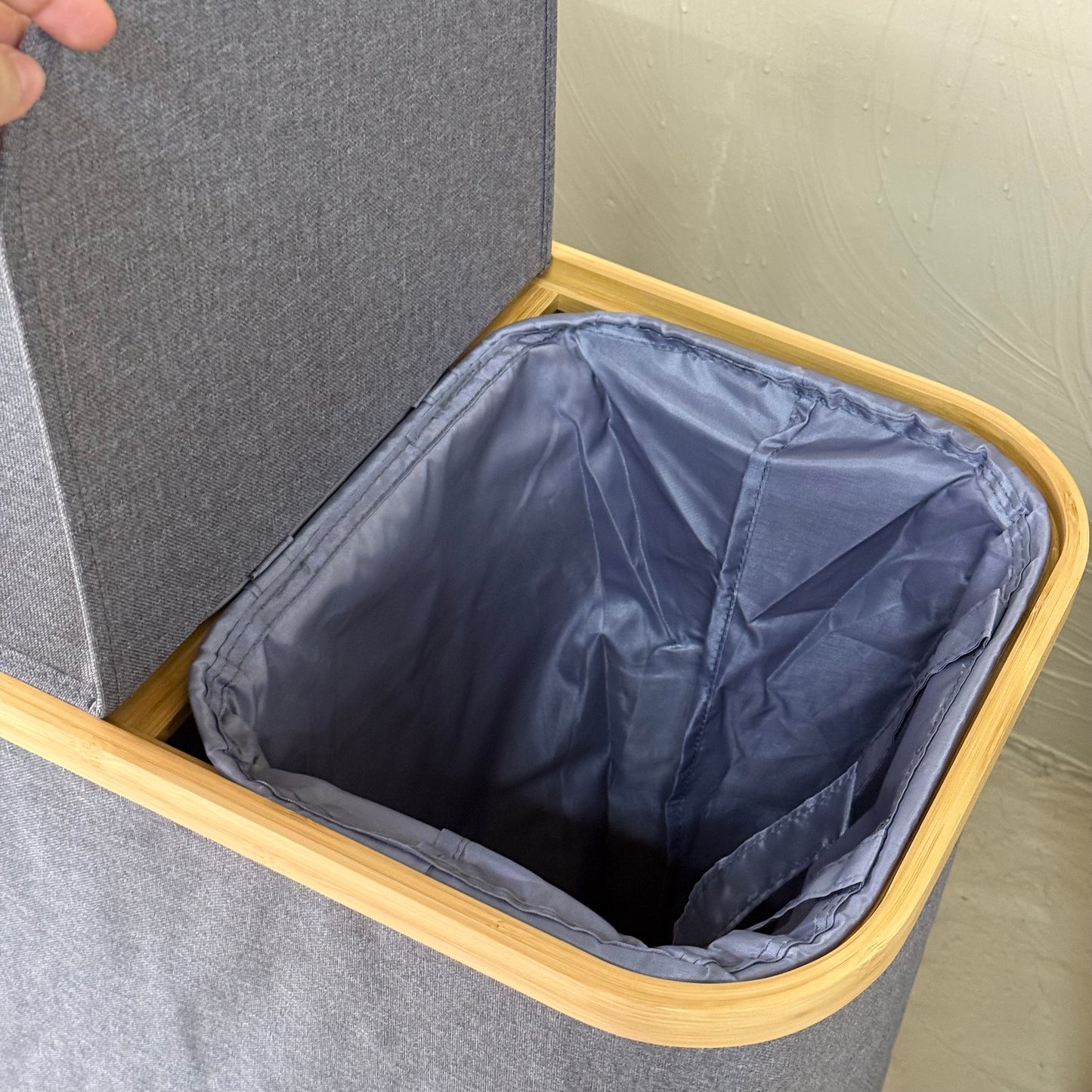 Arow Büyük Boy 2 Cepli Kapaklı Katlanabilir Kirli Çamaşır Sepeti Seti Gri KOD:5021