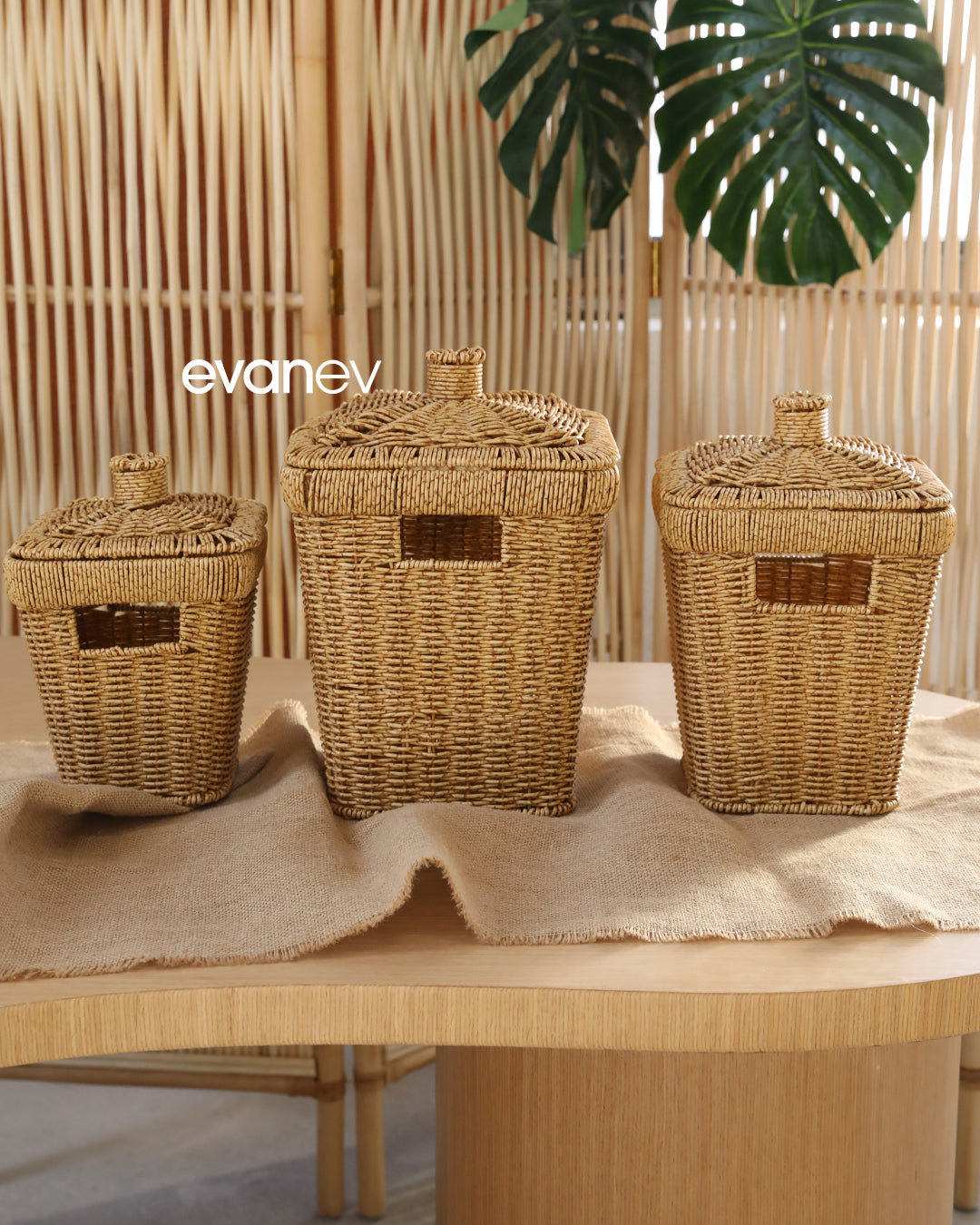 Wls Rattan 3 Boy Kare Patates Soğanlık Seti SR208
