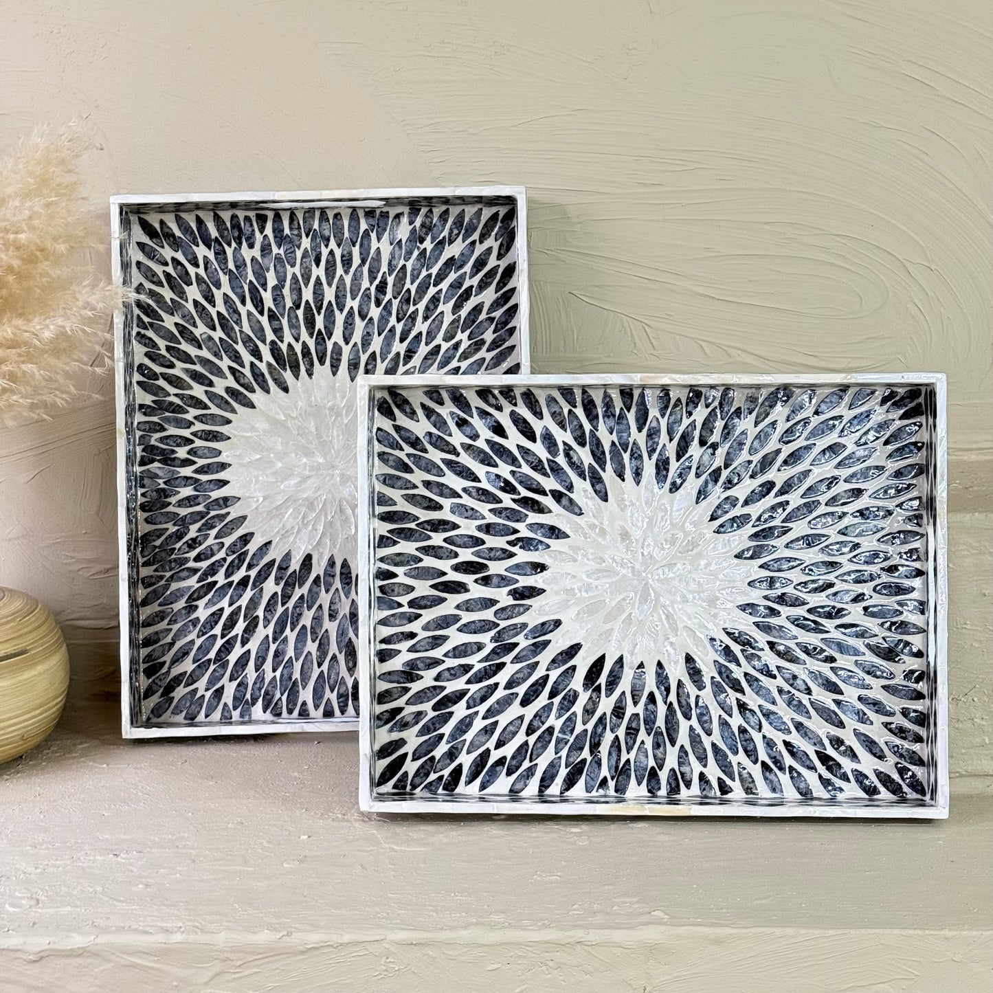 SVR Sedef 2 Boy Dikdörtgen Tepsi Seti KOD:61839 Siyah