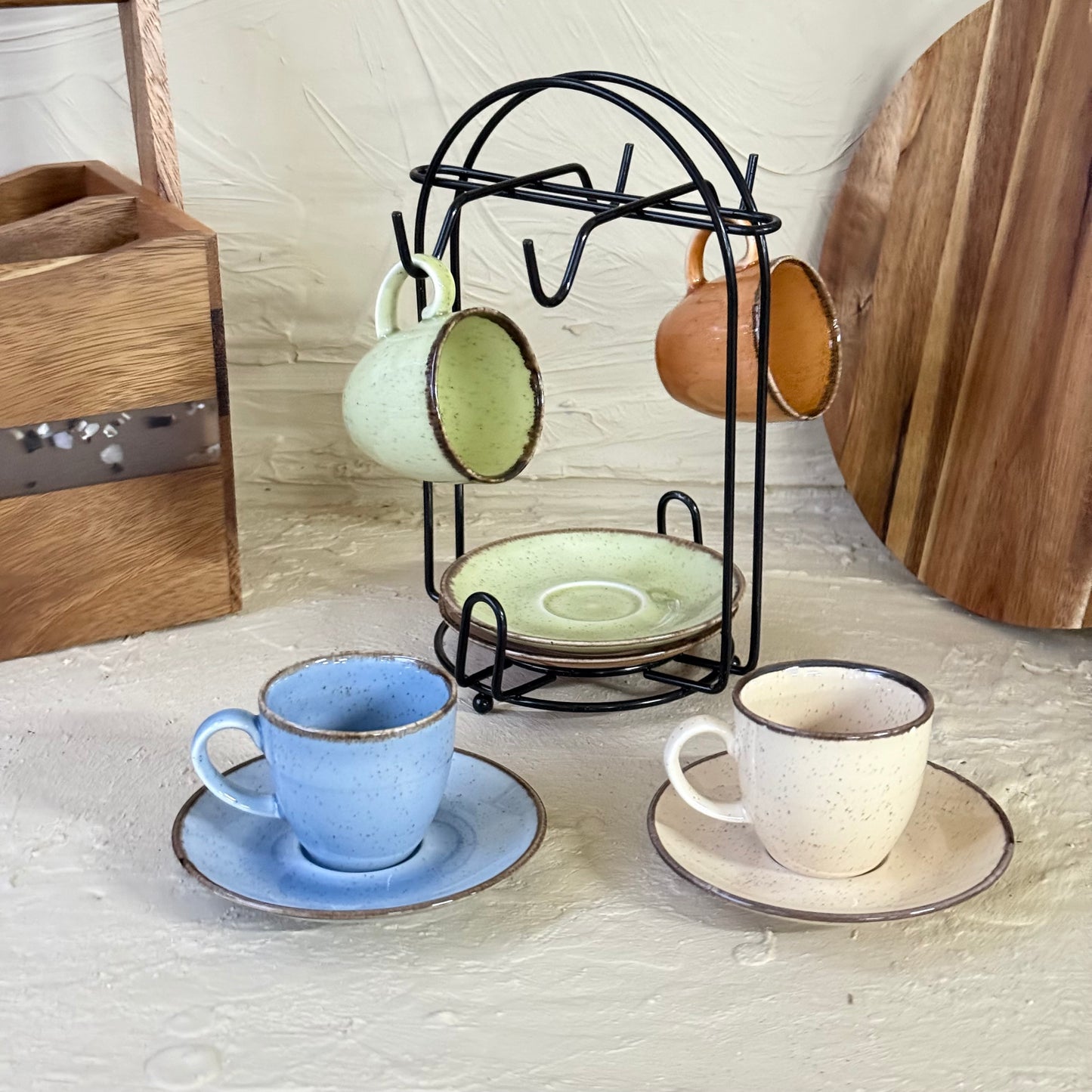 Porline Metal Standlı Renkli Kupa Seti 4 Kişilik KOD:0527