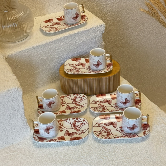 Marvin 12 Parça Porselen Kahve Fincan Takımı 6 Kişilik