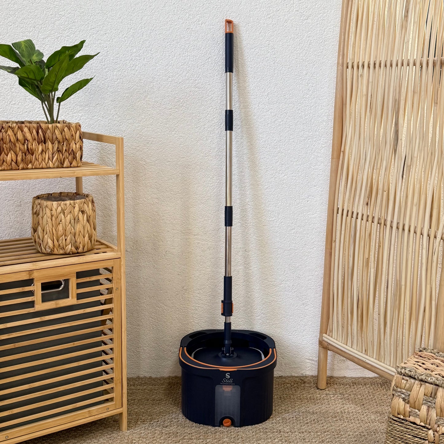 S still Temiz Su ile Kirli Suyu Ayıran Otomatik Temizlik Mop Seti Lacivert