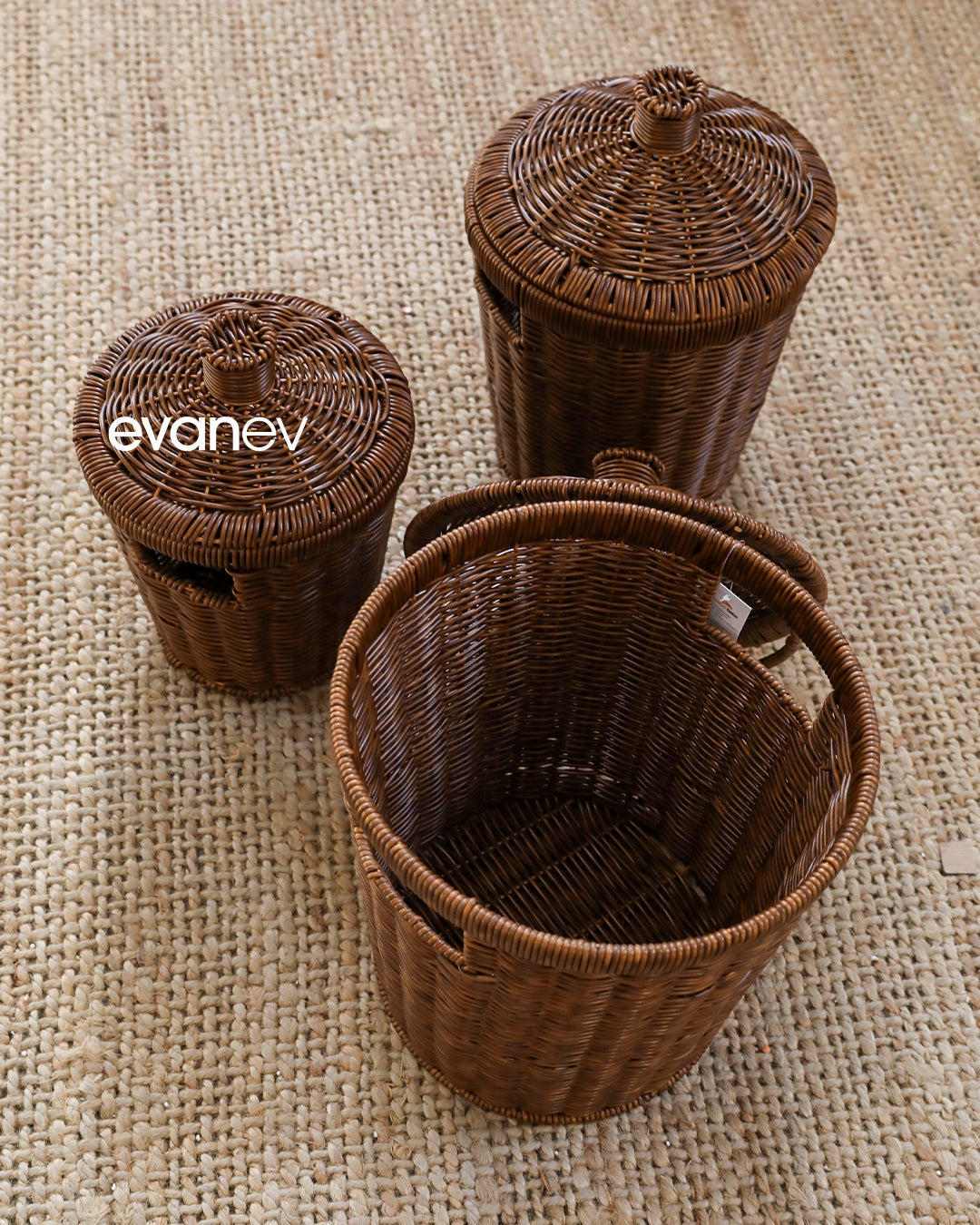 Wls Rattan 3 Boy Patates Soğanlık Seti Kahve207