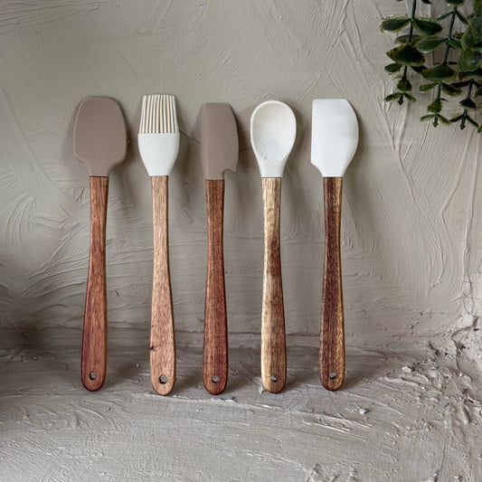 VD Akasya Ağacı Saplı 5 Parça Silikon Kaşık Seti KOD:8996