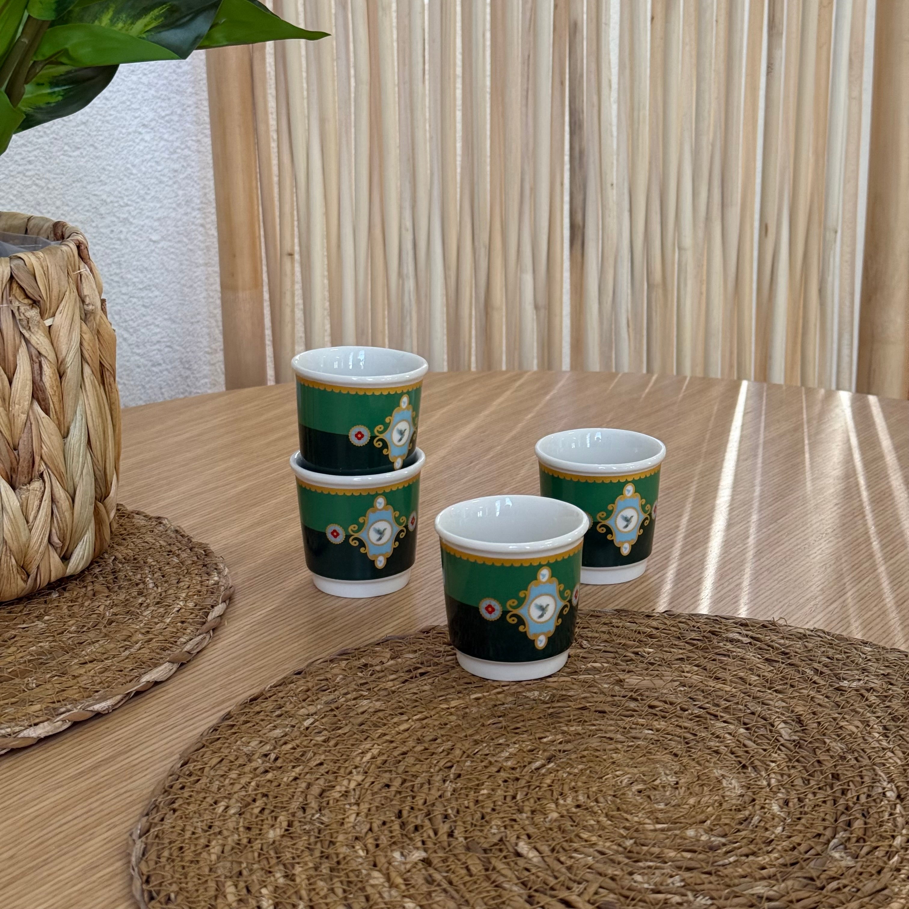 Pashally Porselen 4 Lü Espresso Fincan Seti Yeşil KOD:1035