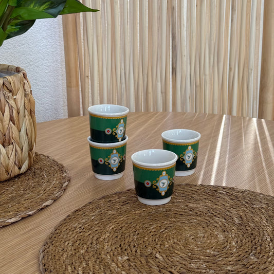Pashally Porselen 4 Lü Espresso Fincan Seti Yeşil KOD:1035