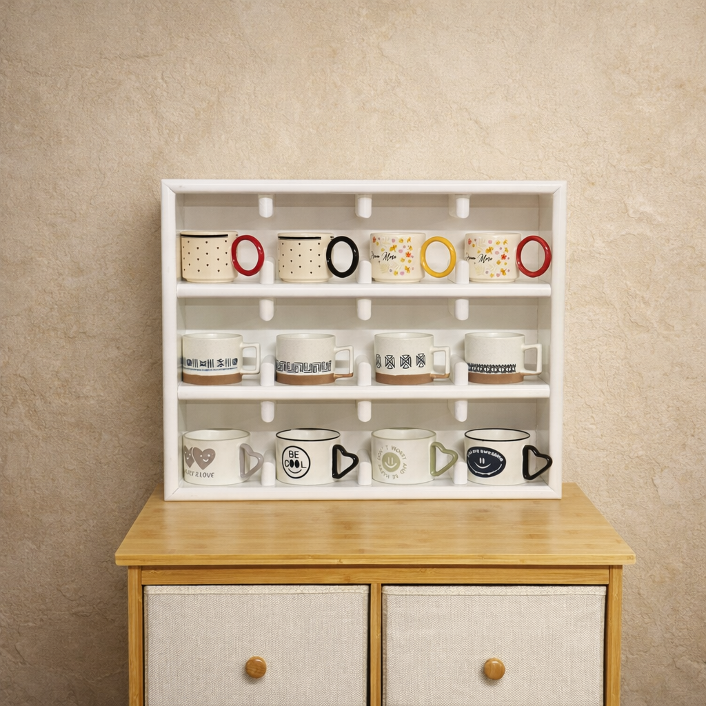 Evanev 12 Bölmeli Kupa Rafı Beyaz