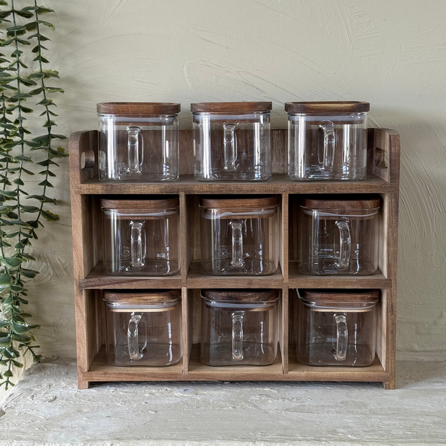 Buenoslly 10 Parça Kare Baharatlık Seti Akasya Ağacı Standlı KOD:117