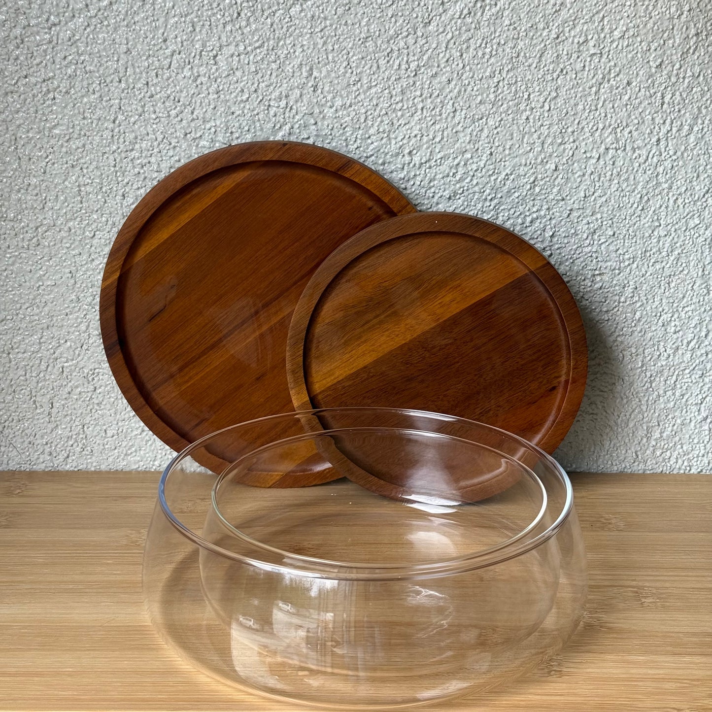 Milay İki Boy Akasya Kapaklı Cam Saklama Kabı KOD:245