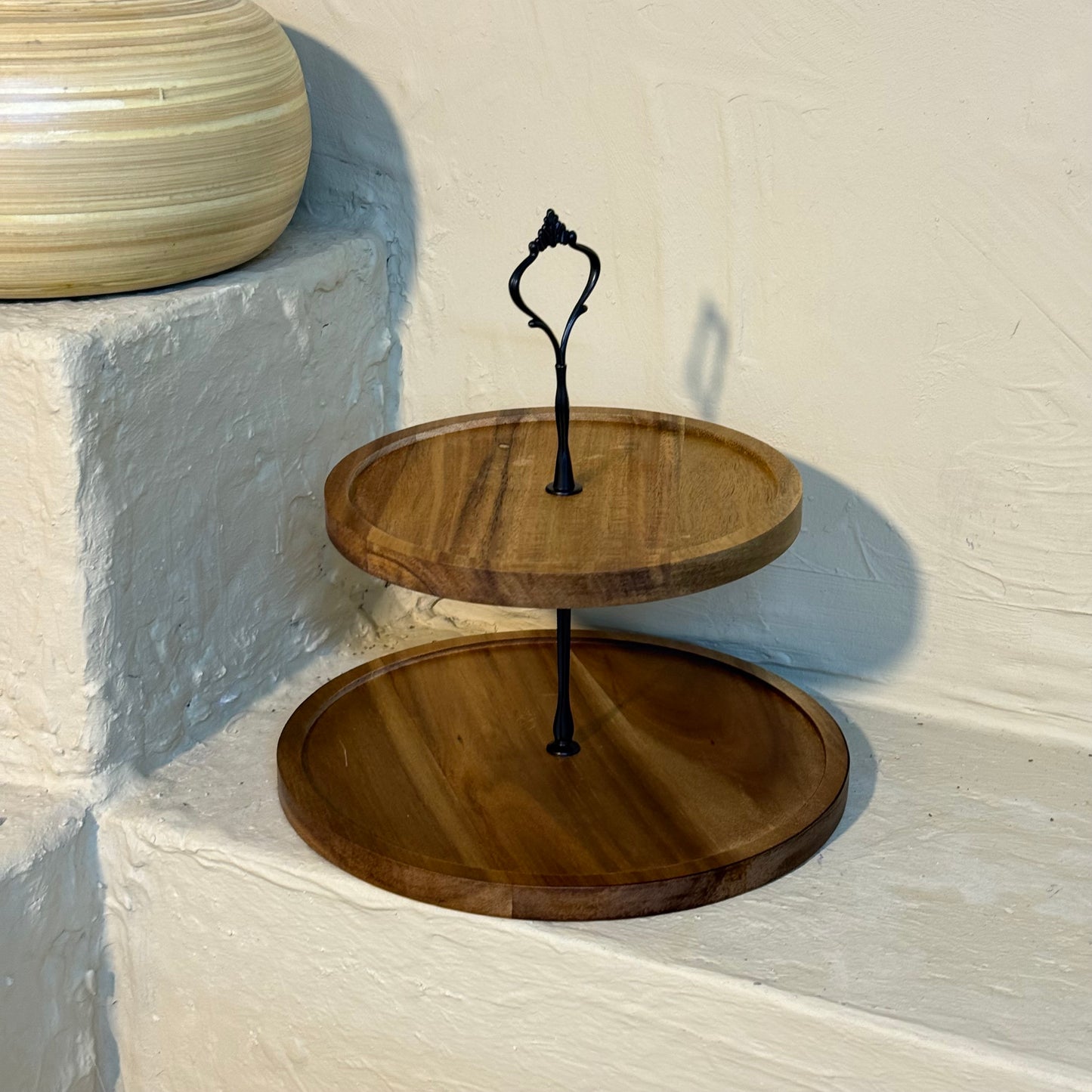 Milay Akasya Ağacı İki Katlı Yuvarlak Sunumluk KOD:164