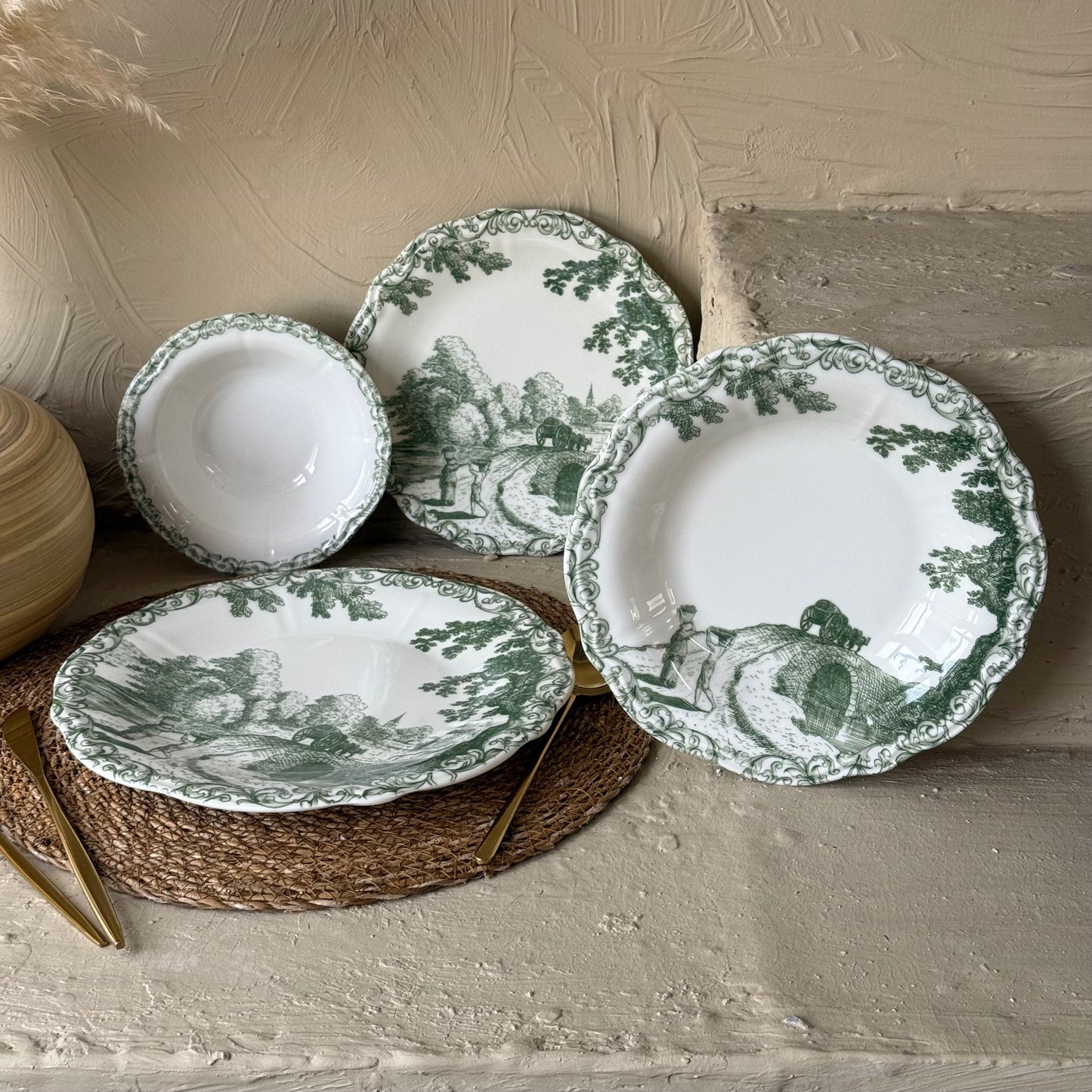 Porser Porselen 24 Parça Yemek Takımı 6 Kişilik Yeşil KOD:ARVENNA-30402-3