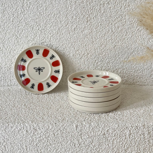 Pashally Porselen 6 Adet Çay Altlığı Kırmızı KOD:5331